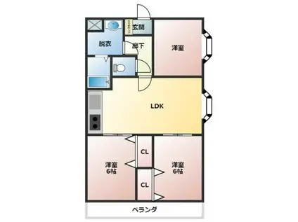 ロイヤルメゾンII(3LDK/4階)の間取り写真