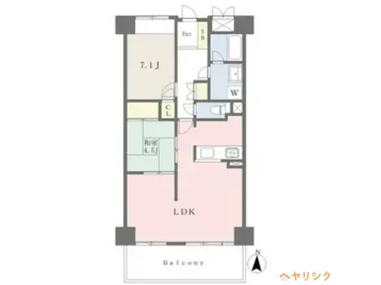 ザ・シーン城北 イーストスター(2LDK/10階)の間取り写真