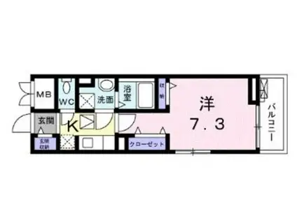 ベルビュー II(1K/2階)の間取り写真