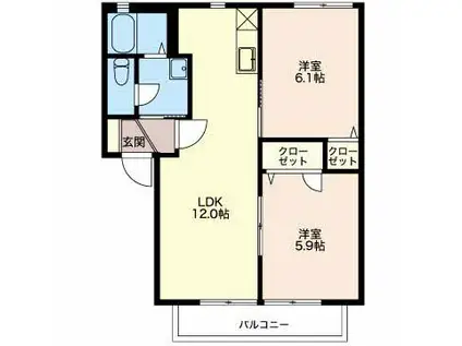 サニーハウス(2LDK/1階)の間取り写真