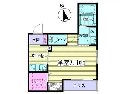 メゾン ハーベスト(1K/1階)の間取り写真