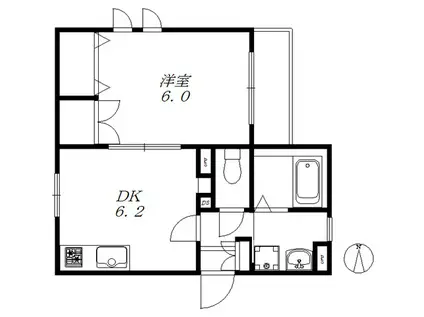 メゾン タテオト(1DK/2階)の間取り写真