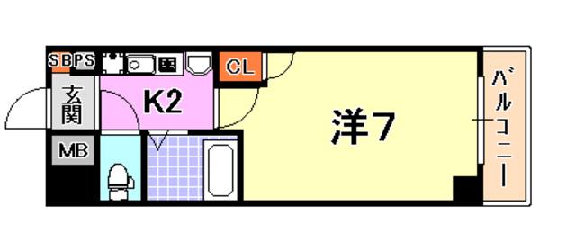 エステムコート新神戸エリタージュ(1K/10階)の間取り写真