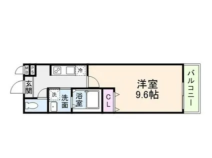 フジパレス御陵通II番館(1K/1階)の間取り写真