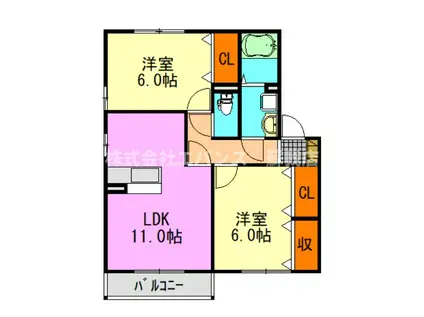 ピエルテル六番館(2LDK/2階)の間取り写真