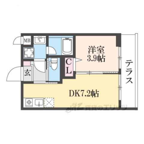 KUDOS(1DK/1階)の間取り写真