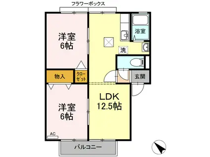 サンフェリカ茶畑(2LDK/2階)の間取り写真