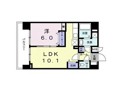 グランツ スエヒロ(1LDK/4階)の間取り写真