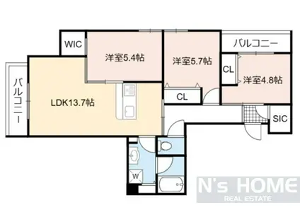 レビジュII(3LDK/2階)の間取り写真