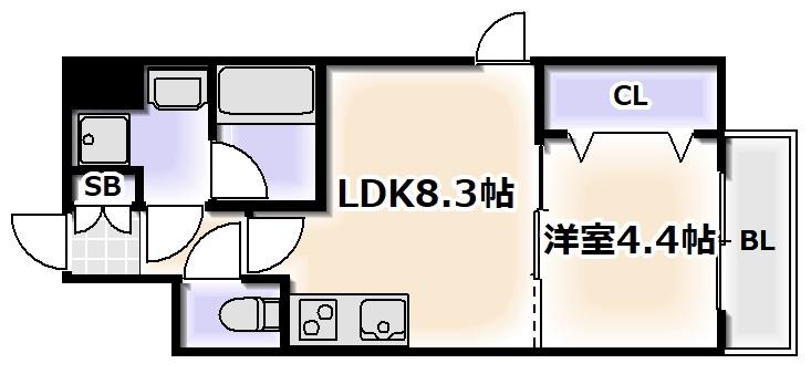 SPLENDIDE NAMBAIII(1LDK/14階)の間取り写真