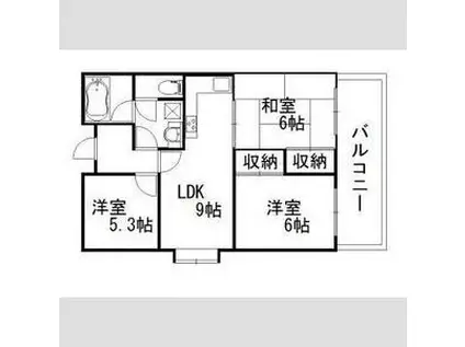 ヒュース泉大津(3LDK/3階)の間取り写真