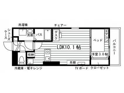 学生会館 ブラン白新(1LDK/2階)の間取り写真