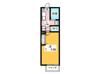 リッツコート(1K/2階)の間取り写真