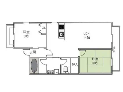 メモアール丸万(2LDK/1階)の間取り写真
