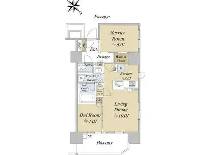 シティハウス巣鴨(1SLDK/8階)の間取り写真