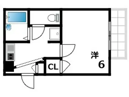 セントラム高徳(1K/2階)の間取り写真