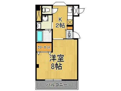 メルヴェイユドミール(1K/1階)の間取り写真