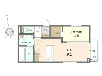KIRARA NAGAMACHI(1LDK/2階)の間取り写真