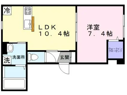 カーサ カルマーレ(1LDK/1階)の間取り写真