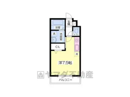 戸祭ヴィラージュ(ワンルーム/1階)の間取り写真