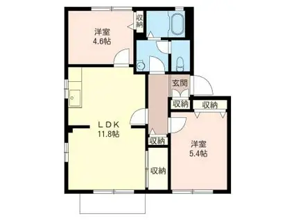 アークガーデンおゆみ野A棟(2LDK/1階)の間取り写真