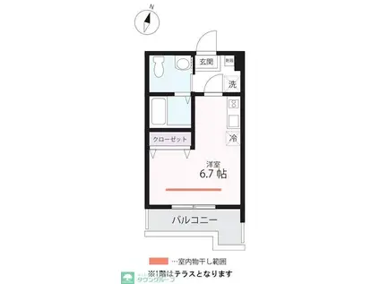 ハーミットクラブハウス根岸IIB号棟(ワンルーム/2階)の間取り写真