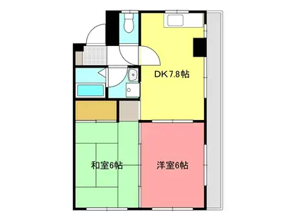 エスポワール南流山(2DK/2階)の間取り写真