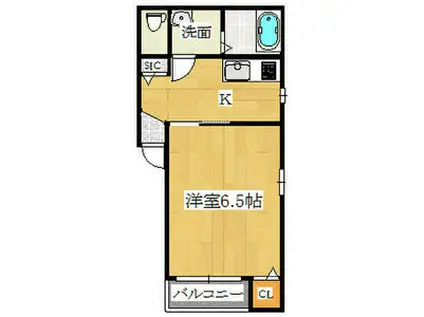 ローズテラス長田(1K/2階)の間取り写真