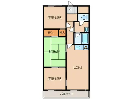 ライフマンション(3LDK/1階)の間取り写真