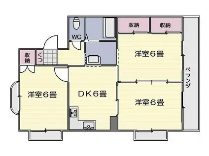 サンシャトー永吉(3DK/3階)の間取り写真