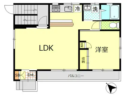 SKY HI三崎(1LDK/1階)の間取り写真