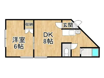 セーフティーハイムポプラ(1DK/1階)の間取り写真