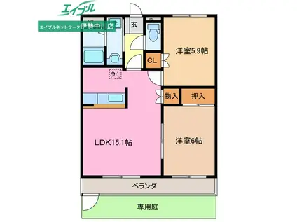 ヴィラNAKAGAWAII(2LDK/1階)の間取り写真