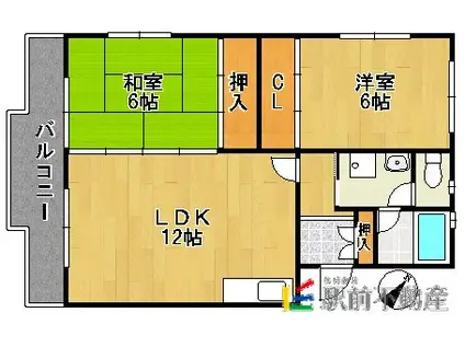 クレーンコーポ(2LDK/4階)の間取り写真