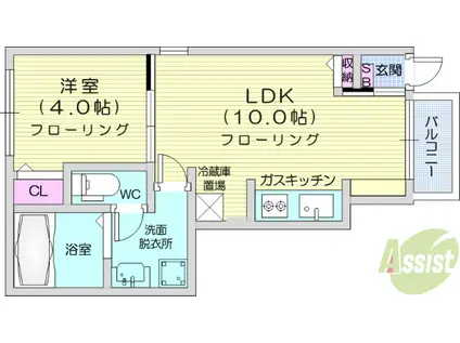 オ・クレール(1LDK/1階)の間取り写真