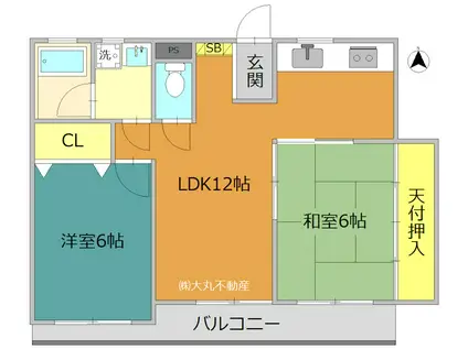 キャッスルアズマ(2LDK/3階)の間取り写真