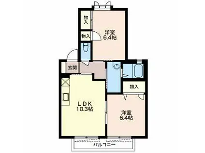 ソシア大岩(2LDK/1階)の間取り写真