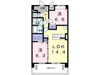 プレド・ルピナス(2LDK/5階)の間取り写真