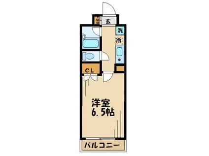 ドミール喜多見(1K/3階)の間取り写真