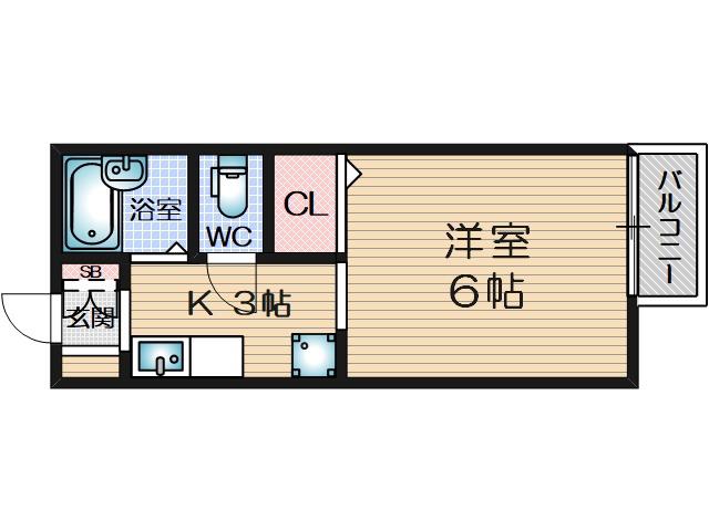 メルベーユ箕面(1K/1階)の間取り写真