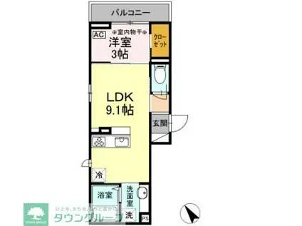 コンフォート高松町(1LDK/2階)の間取り写真
