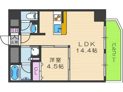 セレニテ梅田北プレミアム(1LDK/11階)の間取り写真