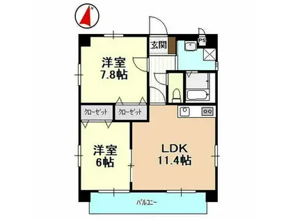 レオパール(2LDK/3階)の間取り写真