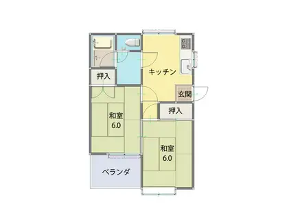 第1小枝ハイツ(2DK/2階)の間取り写真