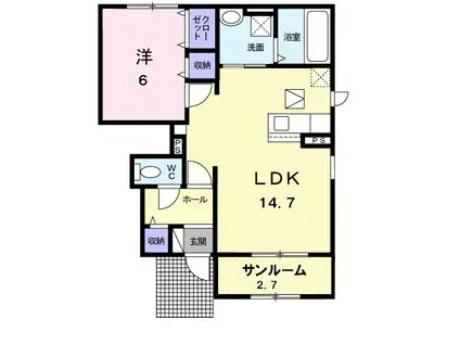 クロエ I(1LDK/1階)の間取り写真
