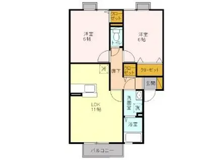 パルティール2(2LDK/2階)の間取り写真
