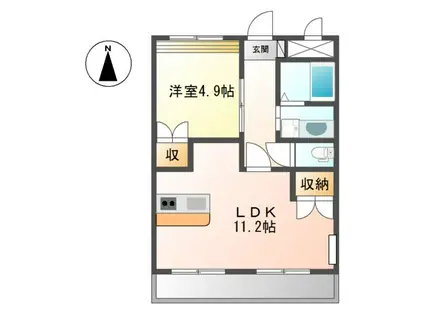 WISTERIA六条I(1LDK/1階)の間取り写真