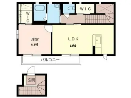 ヴェルデ茅ヶ崎B(1LDK/2階)の間取り写真