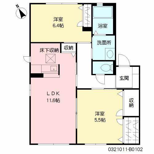 メゾンド・サンパティークB棟(2LDK/1階)の間取り写真