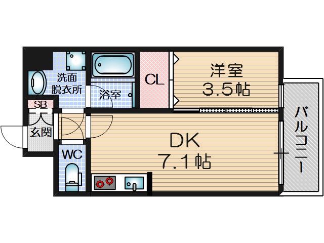 アンフィニXVIIマローネ(1DK/5階)の間取り写真
